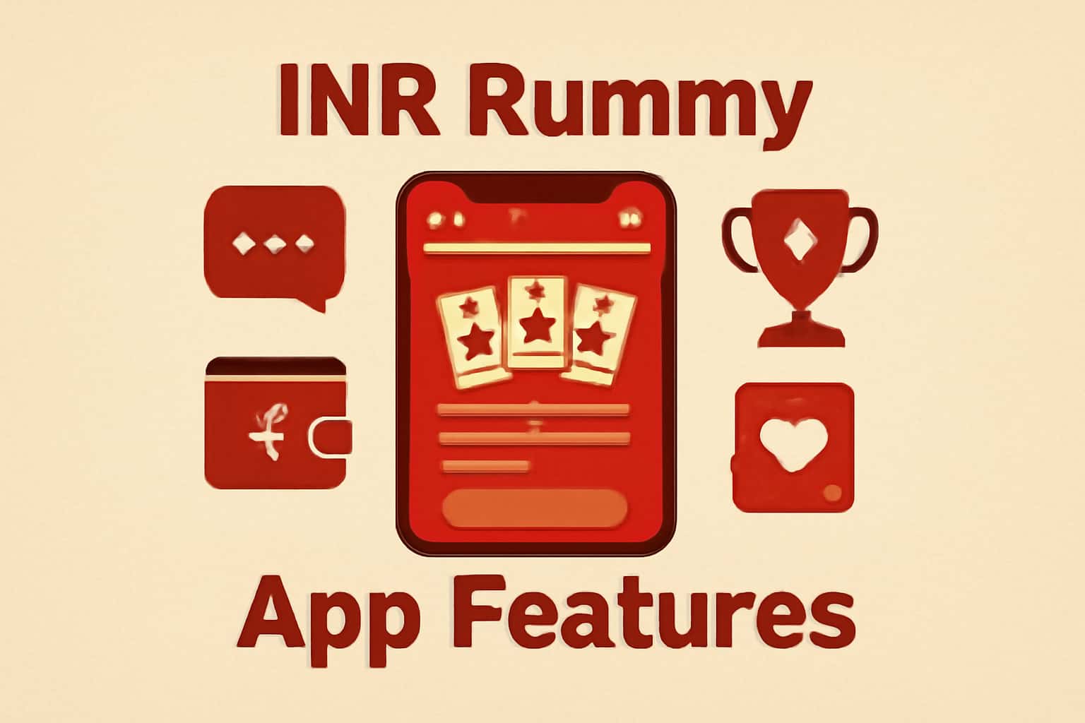 An informative graphic showcasing the features of the INR Rummy app including security and user support.