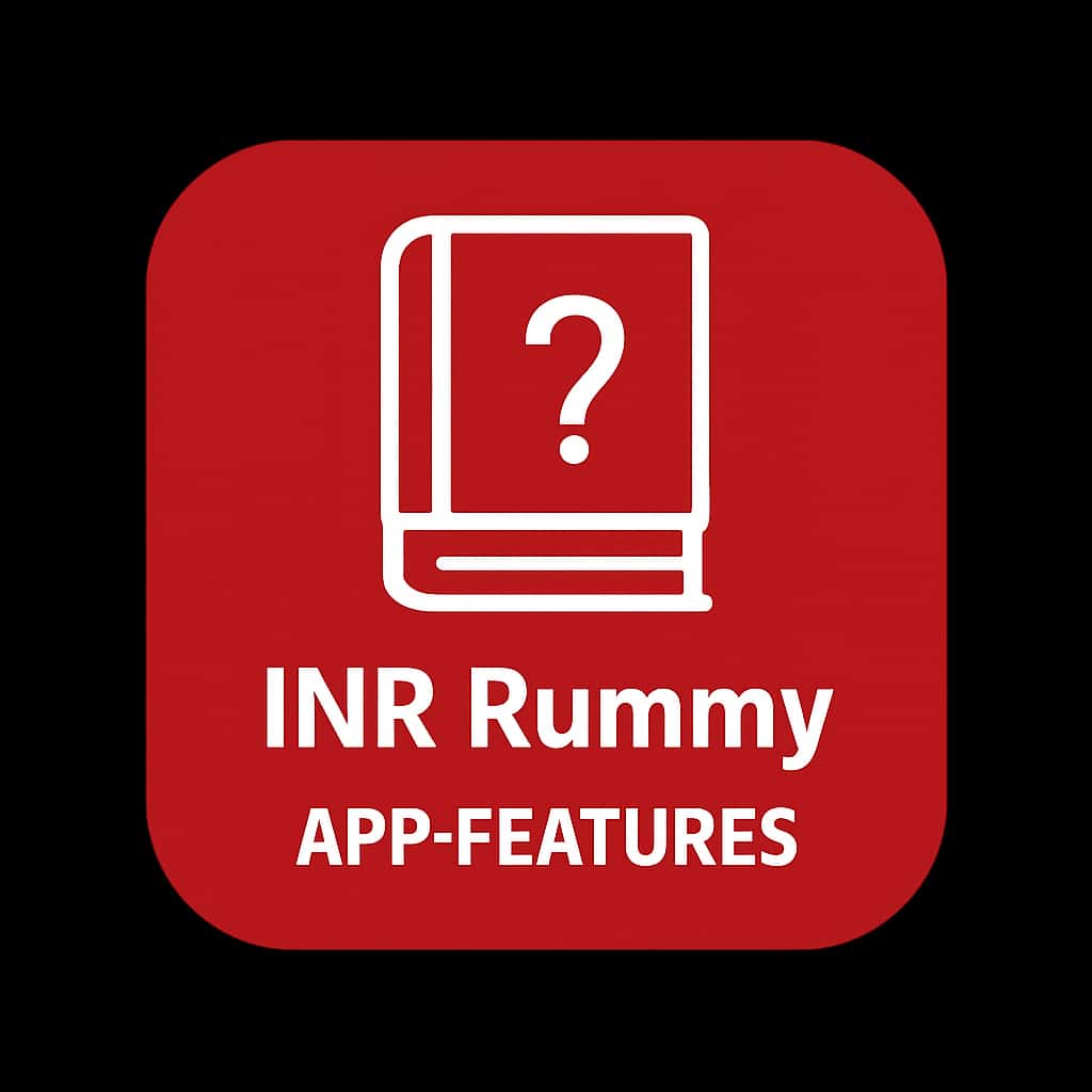 A professional badge illustrating the INR Rummy app features.