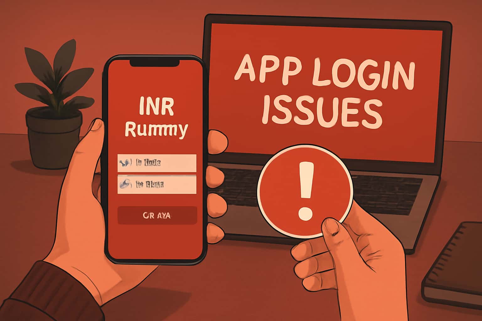 Visual representation of common login issues in the INR Rummy App.