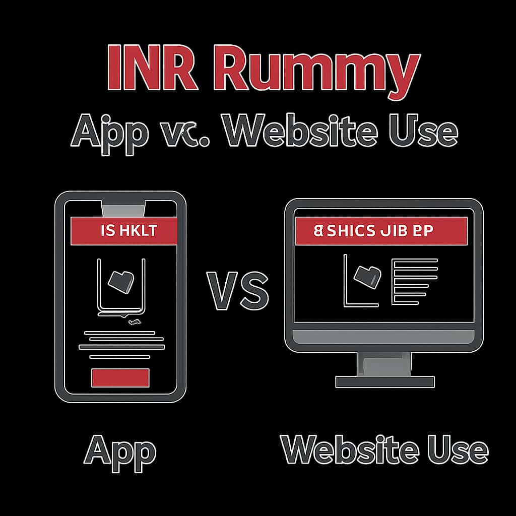 Illustration of key features of INR Rummy App and Website.