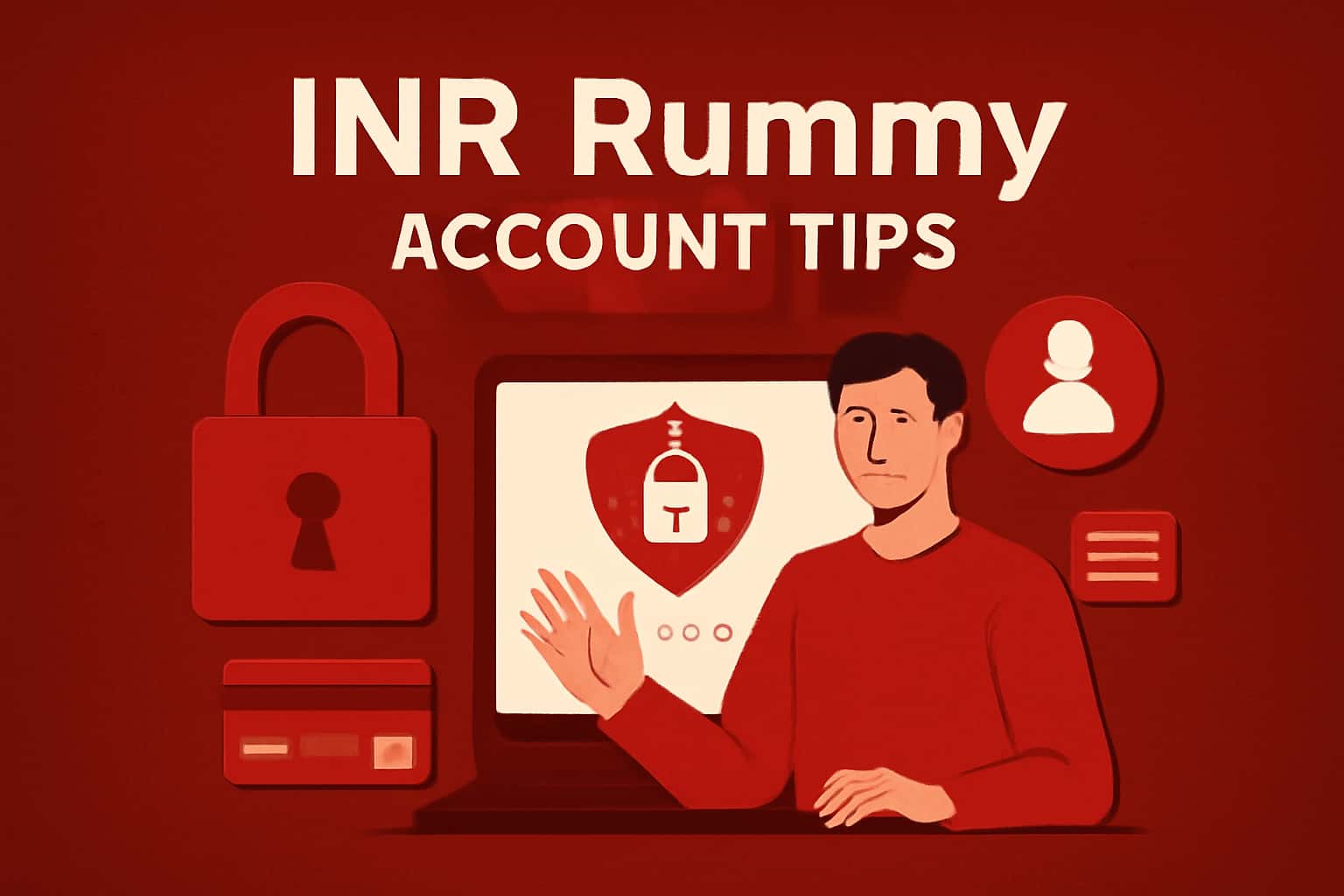 An informative scene showcasing tips for securing an INR Rummy account.