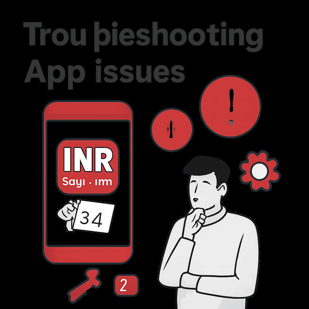 Diagram illustrating troubleshooting steps for INR Rummy app.
